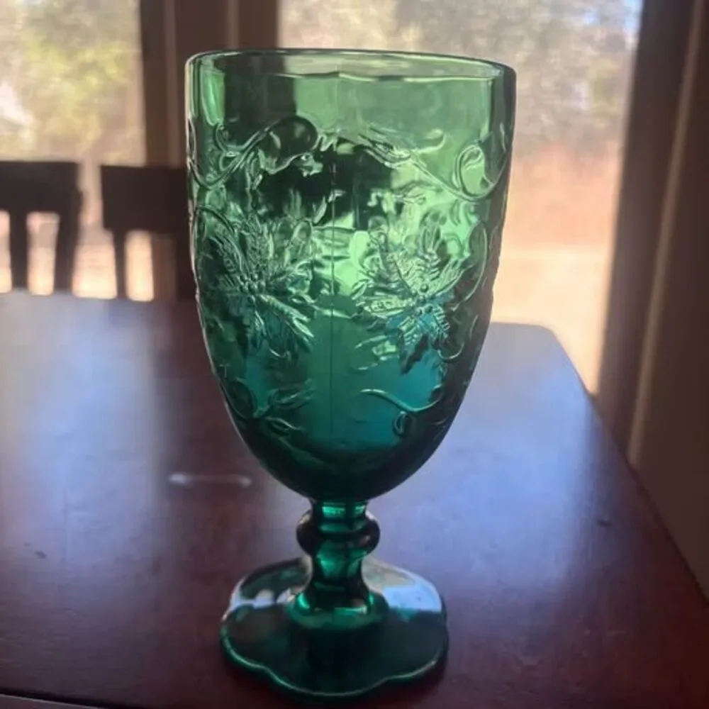 Princess House Fantasia Emerald Green Iced Tea Goblet